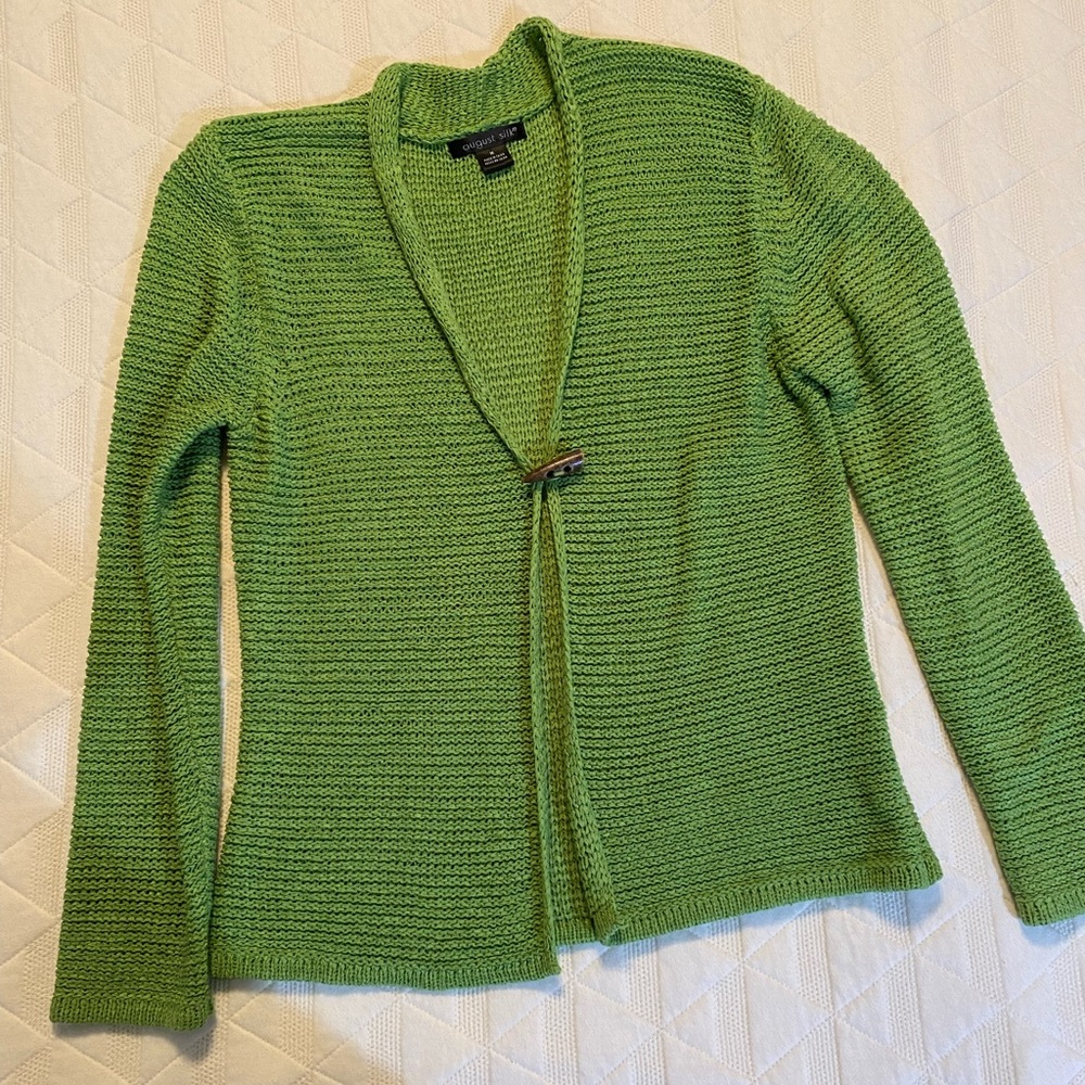 August Silk Medium Green knit Cardigan
